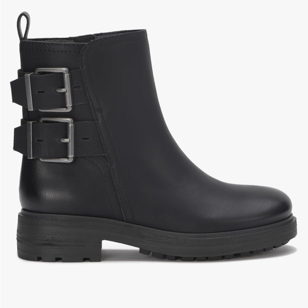 Lucky Brand Black Motorcycle Boots Size 7.5 Double Buckle Candre  NEW